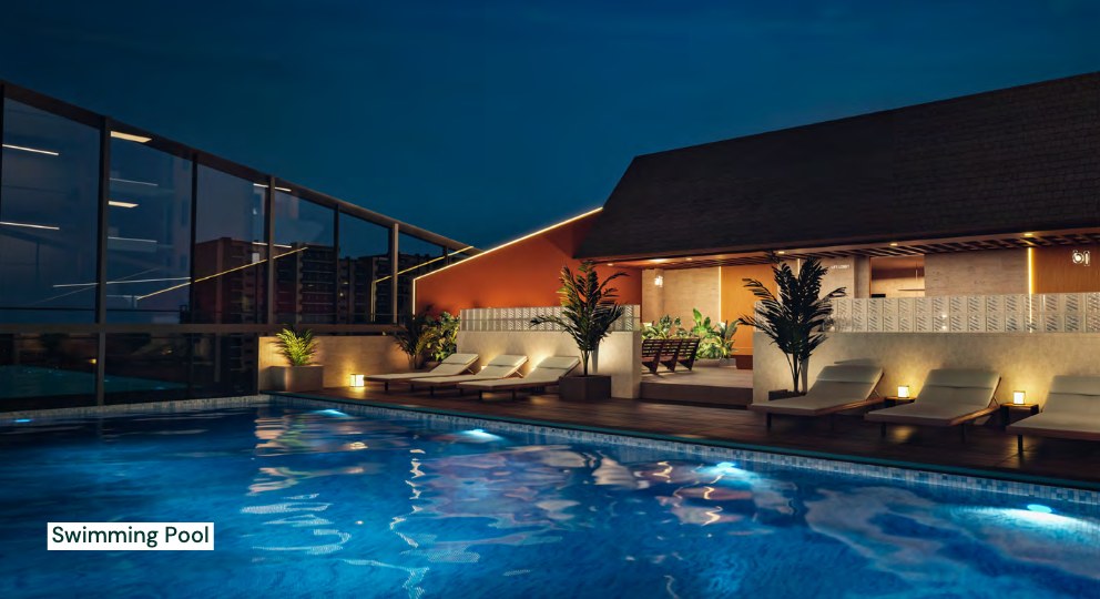 Fern swimming pool at dusk